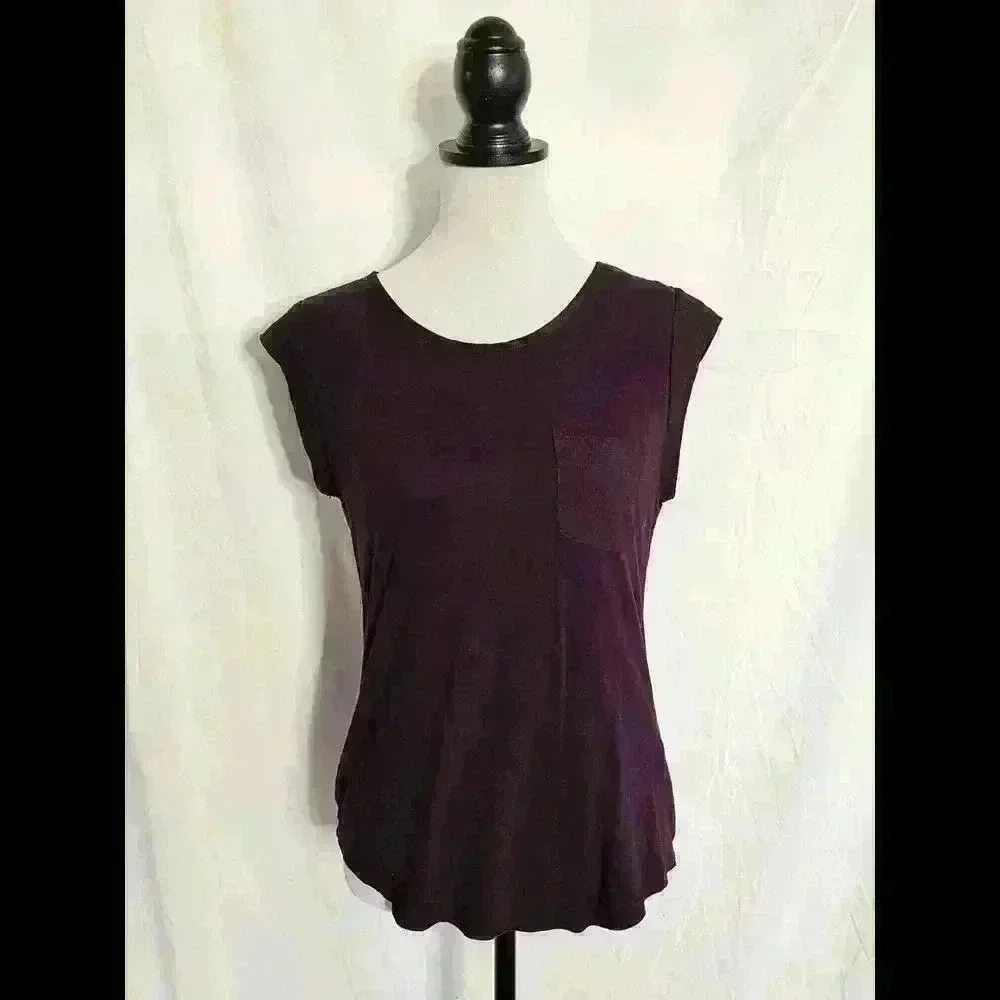 Stylish Purple Crew Neck Pocket Tee